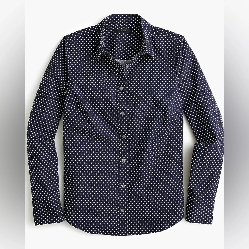 J. Crew Brown Casual Polka Button Down Shirt (Size L)